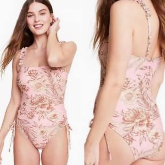 Agua Bendita Other - Agua Bendita Pink Brown Floral Swimsuit
